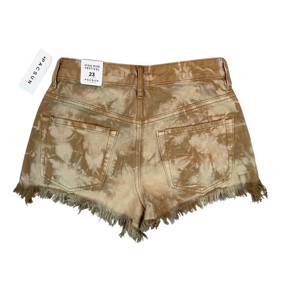 NWT Pacsun High Rise Festival Shorts Color Sandstorm Sz 23 - Picture 1 of 7